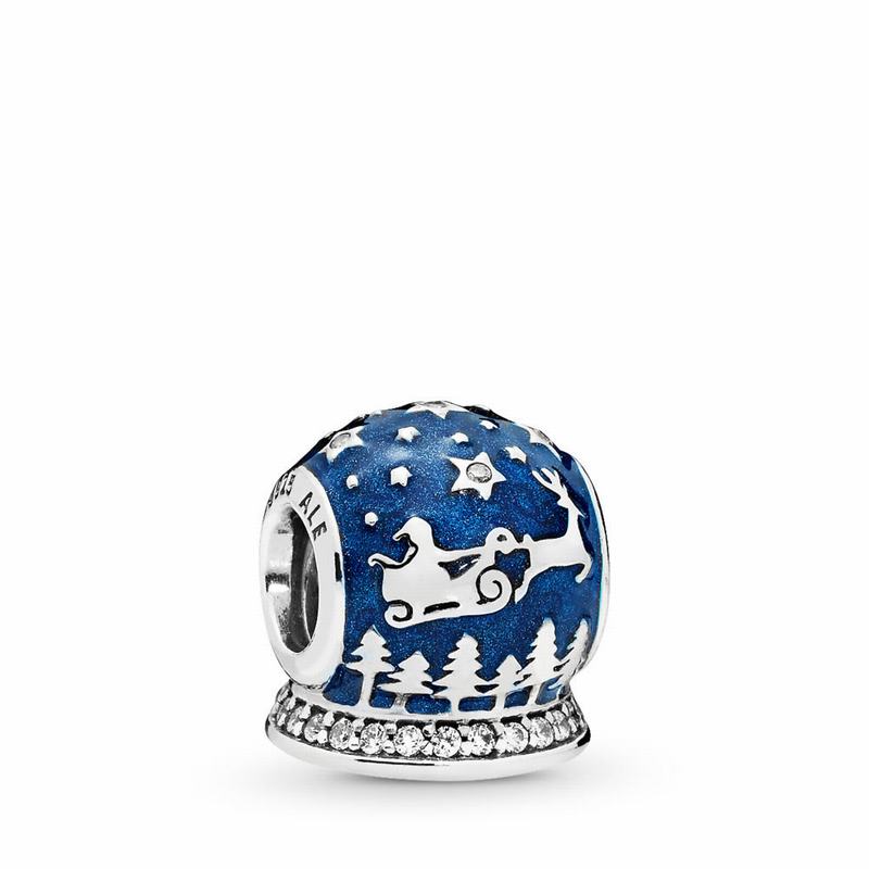 Pandora Christmas Night Charm - Sterling Silver/Enamel/Blue/Cubic Zirconia - Canada | DB7099XG